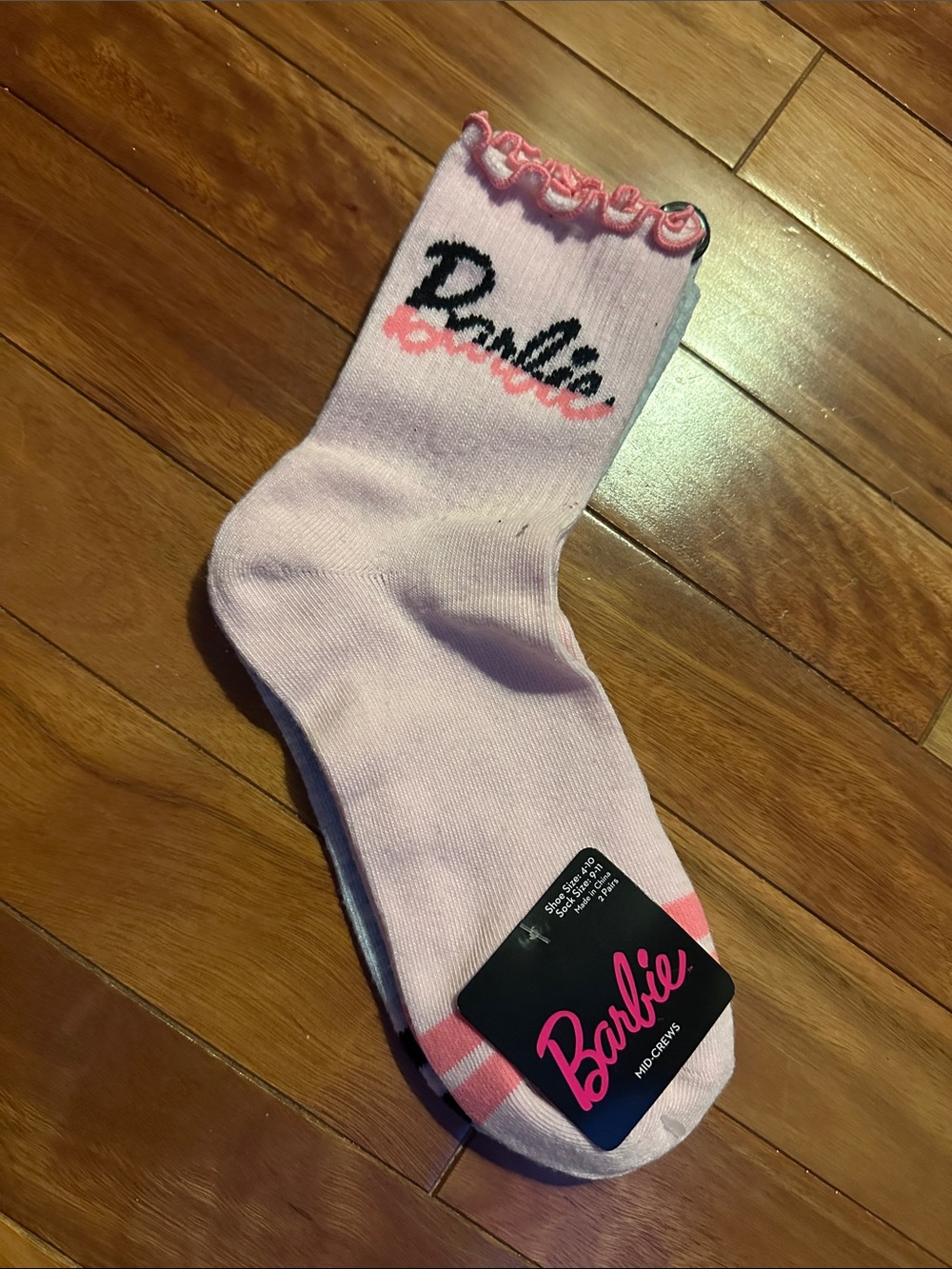 Barbie Crew Socks with Script Logo and Ruffle Trim